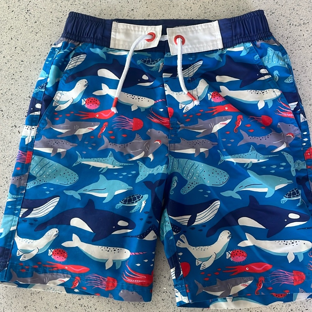 Kids Swim Shorts with Sea Life Print - Blue